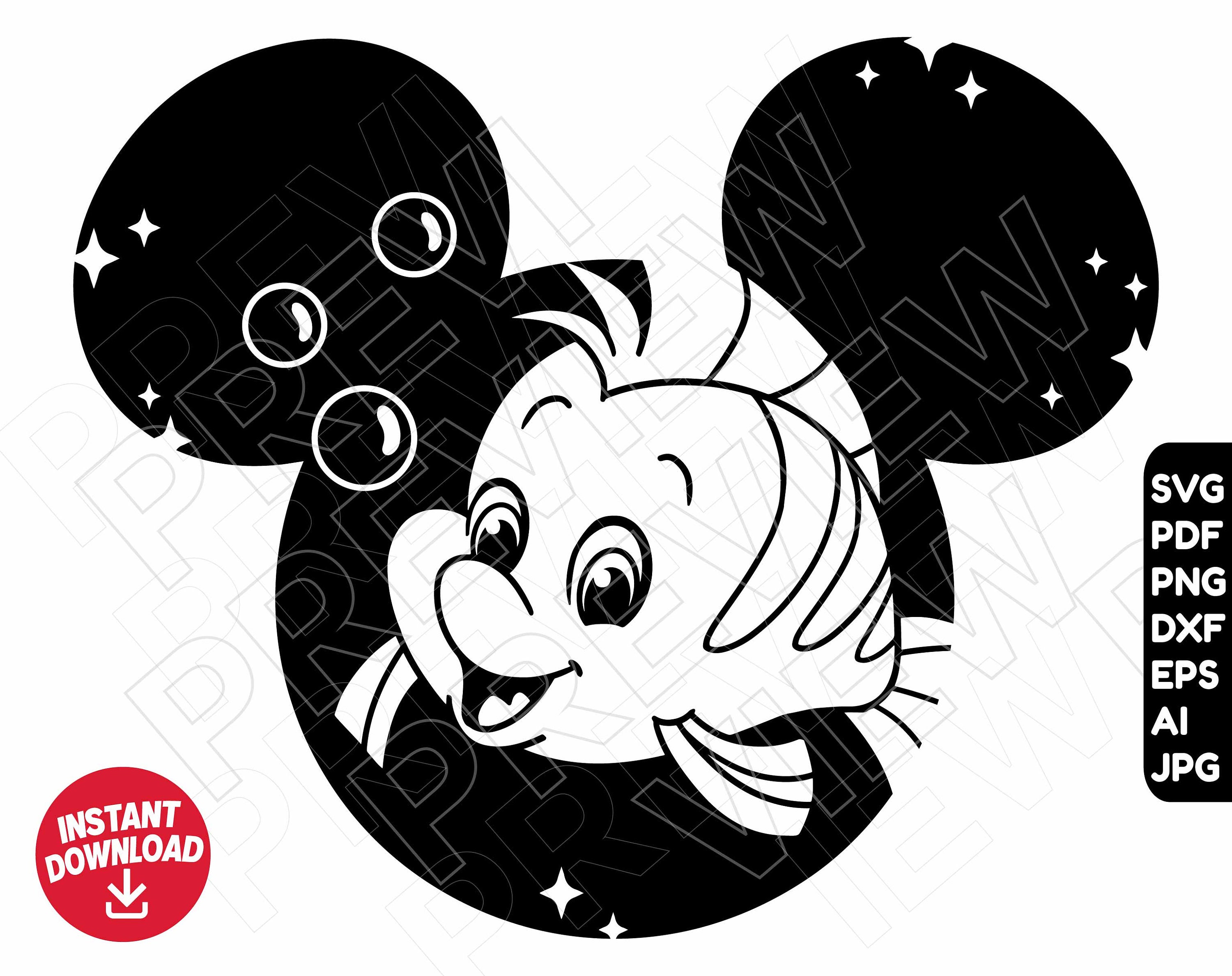 Flounder SVG Ariel png dxf clipart The little mermaid cut Etsy México