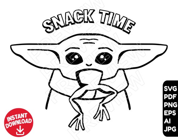 Download Baby Yoda SVG snack time vector cut file clipart Star Wars ...