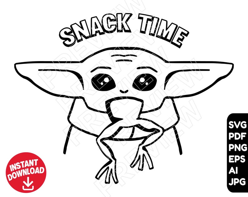 Download Baby Yoda SVG snack time vector cut file clipart Star Wars ...