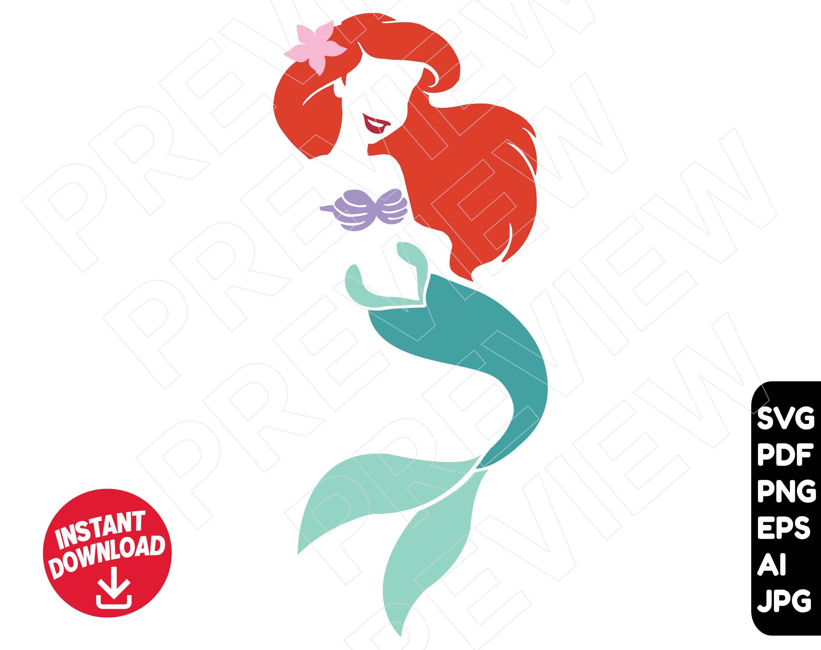 The little mermaid SVG vector cut file Ariel cricut clipart | Etsy