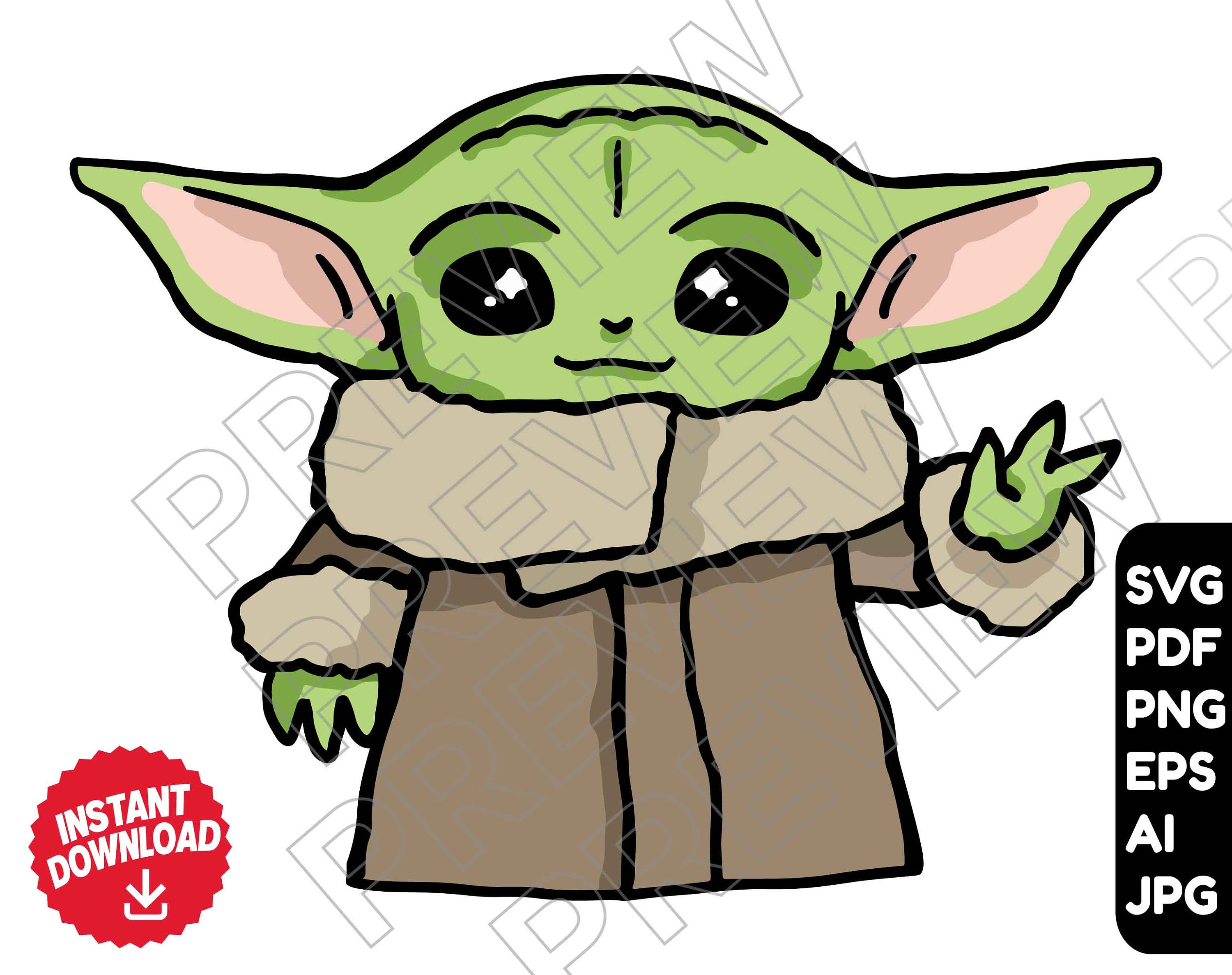 Download Baby Yoda SVG clipart Vector file Star Wars The | Etsy