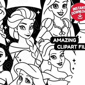 Princess SVG Disneyland Ears DXF Png , Princesses Ariel Elsa Moana ...