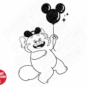 Turning Red SVG Mei Lee Disneyland Ballon, Schnittdatei Umriss Silhouette