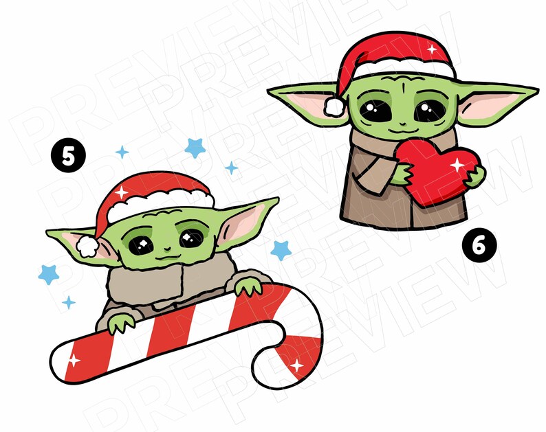 Baby Yoda Christmas SET Bundle 6 Cliparts Cut Files Etsy