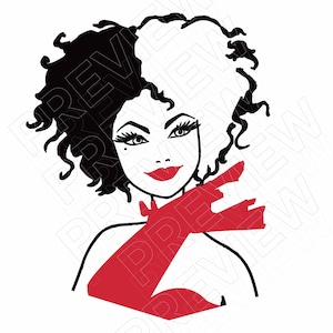 Cruella SVG villain cartoon pdf png clipart , cut file layered by color