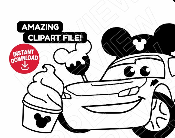 Cars Movie Clipart Black And White
