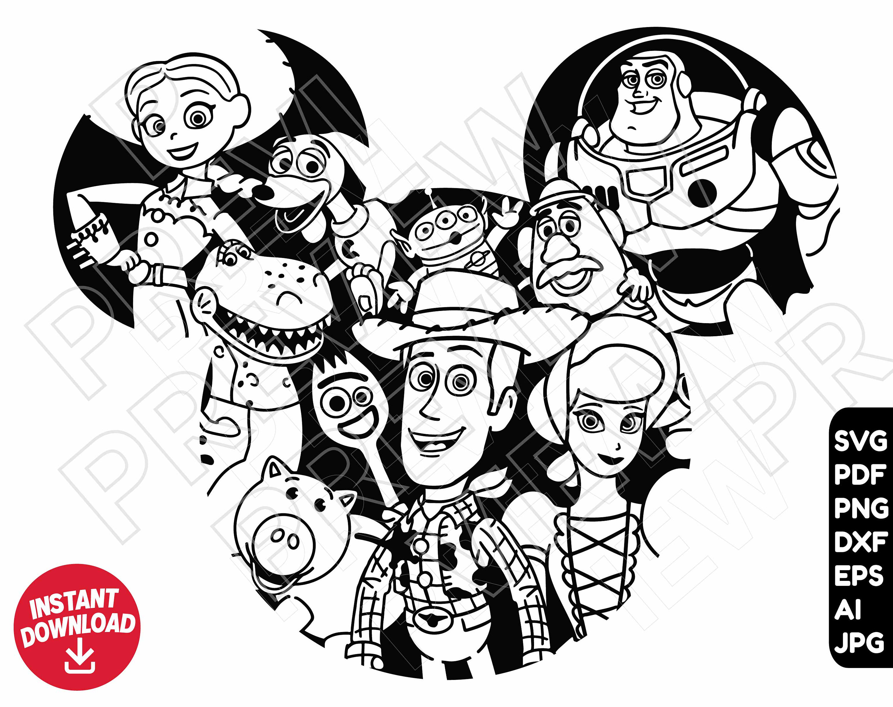 Toy Story SVG ears dxf png clipart buzz lightyear slinky - Etsy México