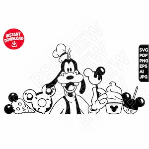 Goofy SVG Disneyland snacks svg , clipart png , cut file outline silhouette