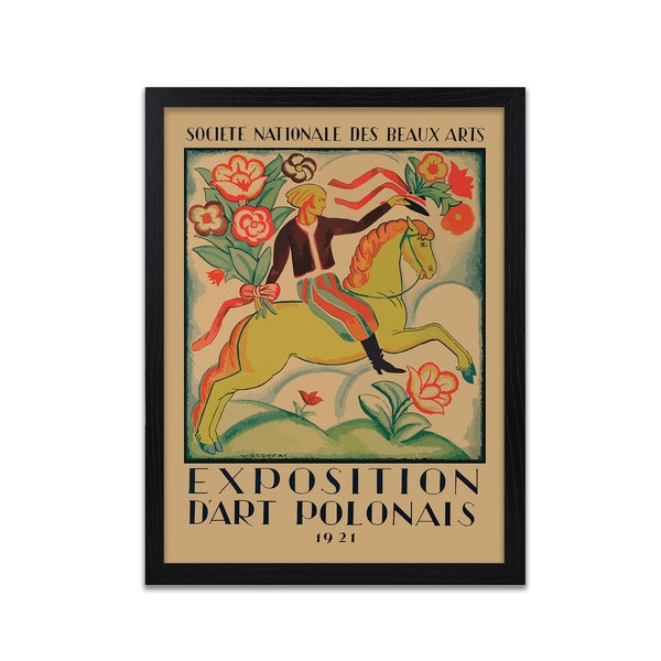Art Deco Poster | Vintage Exhibition Poster | Retro Home Decor Wall Art - Man on Horse - UNFRAMED