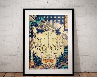 Cat Prints | Art Nouveau Cat Print | Vintage Cat Poster | Japanese Cat Print | Ideal Home Decor Gift