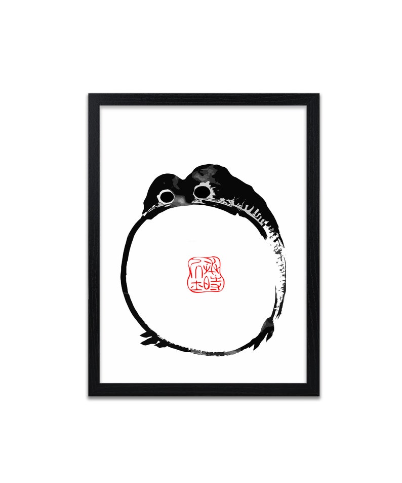 Japanese Frog Art Print | Giclee Ink Painting image 1