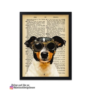 Steampunk Dog Print -  Abstract Dictionary Art Prints - Gothic Art