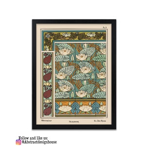 Art Nouveau Print - Water Lily Prints - Botanical Art Print