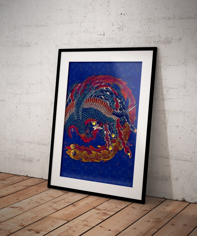 Japanese Print Katushika Hokusai Art Phoenix Art Print Etsy