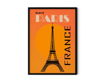 Vintage Paris Travel Poster | Retro Eiffel Tower Wall Art