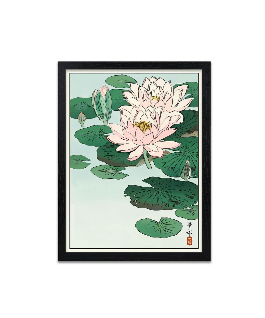Water Lily Prints Japanese Wall Art Japanese Artwork Antique Flower ...