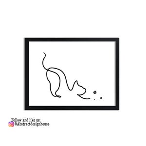 Personalised Pet Line Art | Cat Line Art Abstract Print | Feline Prints | Personalised Cat print | Frame Not Included