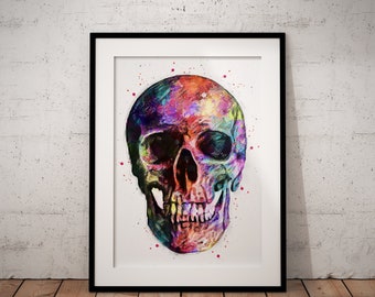 SKULL Watercolour Abstract Print
