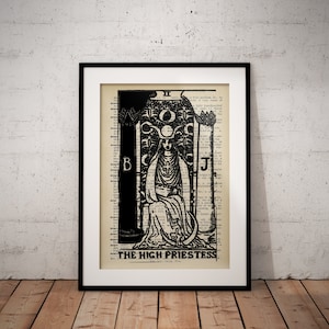 Stampe artistiche del dizionario dei tarocchi / Stampa delle carte dei tarocchi / Poster del dizionario astratto della sacerdotessa / Poster di astrologia / Stampe da parete celestiali