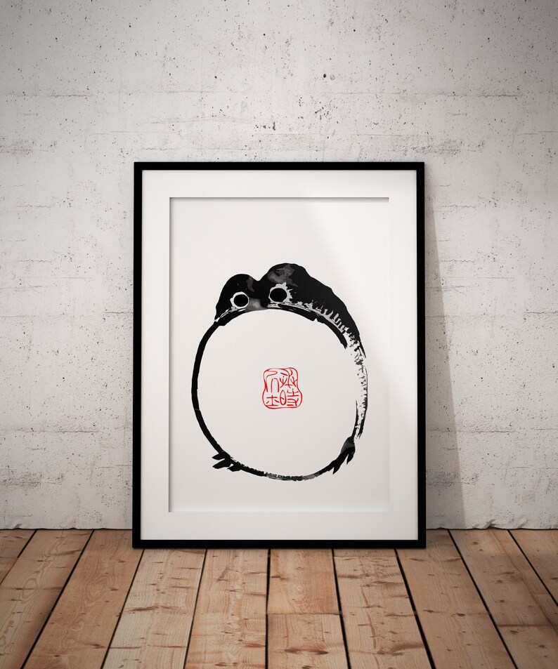 Japanese Frog Art Print | Giclee Ink Painting image 2