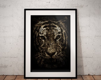 Fashion Tiger Poster | Tropical Tiger Print | Boho Wall Poster | Jungle Tiger Wall Art | Tiger watercolour Artwork | Animal Art Deco