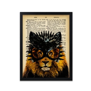 Steampunk Lion Print -  Abstract Animal Art Prints - Gothic Art