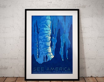 Vintage Travel Poster | See America Wall Art | Retro Vintage Travel Poster | World Travel Holiday Vacation Art Deco