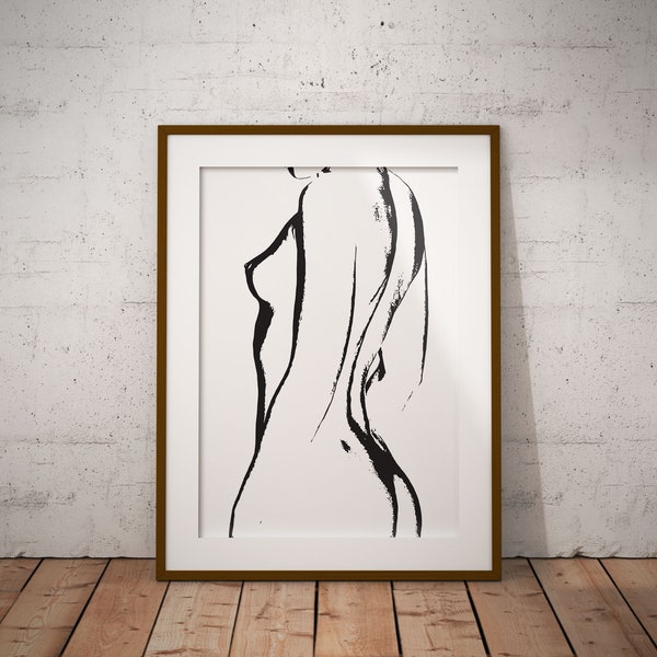 Female Nude Wall Art | Minimalist Art Print | Abstract Wall Art | Abstract Female Art | Woman Line Drawing