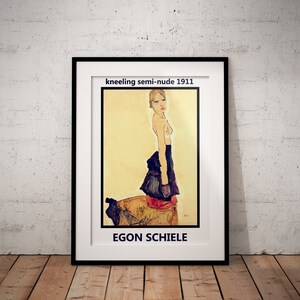 Kneeling Female in ORANGE-RED DRESS Egon Schiele donne vestiti Faks /_ B 01624