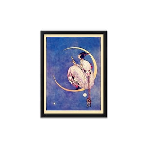 impression d'art vintage lune | Affiche de magazine de mode rétro