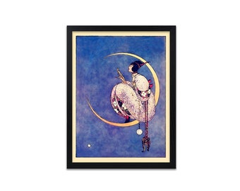 Stampa artistica vintage della luna / Poster di una rivista di moda retrò