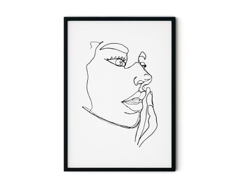 Abstract Face Line Art Print | Minimalist Modern Home Poster