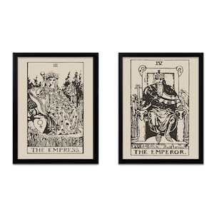 Personalizzabile - Stampe artistiche dei tarocchi / L'imperatore / L'imperatrice / Arte murale con carte dei tarocchi / Set di 2 - Senza cornice - Opzione personalizzata disponibile
