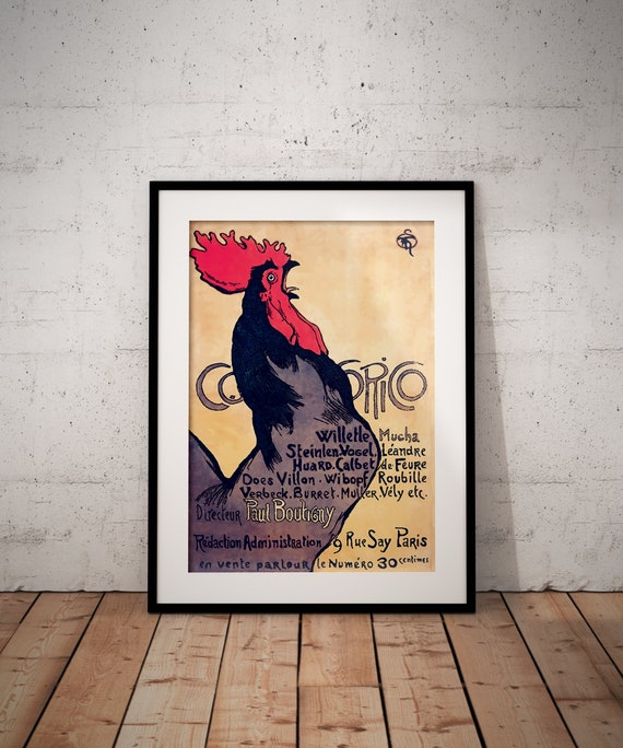 Vintage French Print | Cocorico Poster | Retro Illustration | Wall Art  Print Reproduction