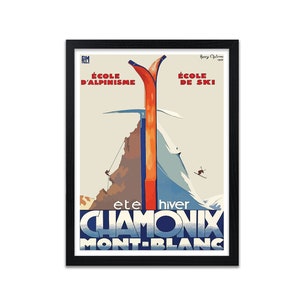 Impresión del Mont Blanc / Póster de vacaciones de esquí en Francia / Póster de vacaciones vintage / Póster de viaje de estilo retro vintage / SIN MARCO