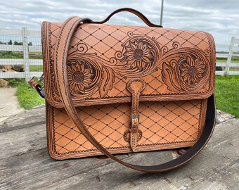 custom tooled leather briefcase