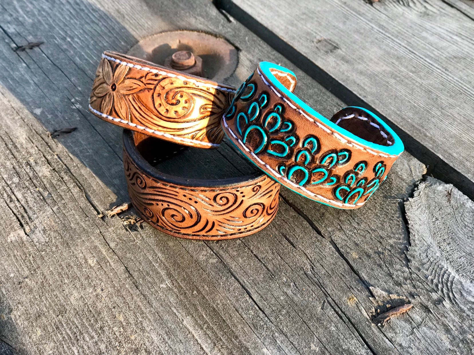 Custom Tooled Leather Cuff Bracelet - Etsy Custom Tooled Leather Cuff Bracelet - Etsy