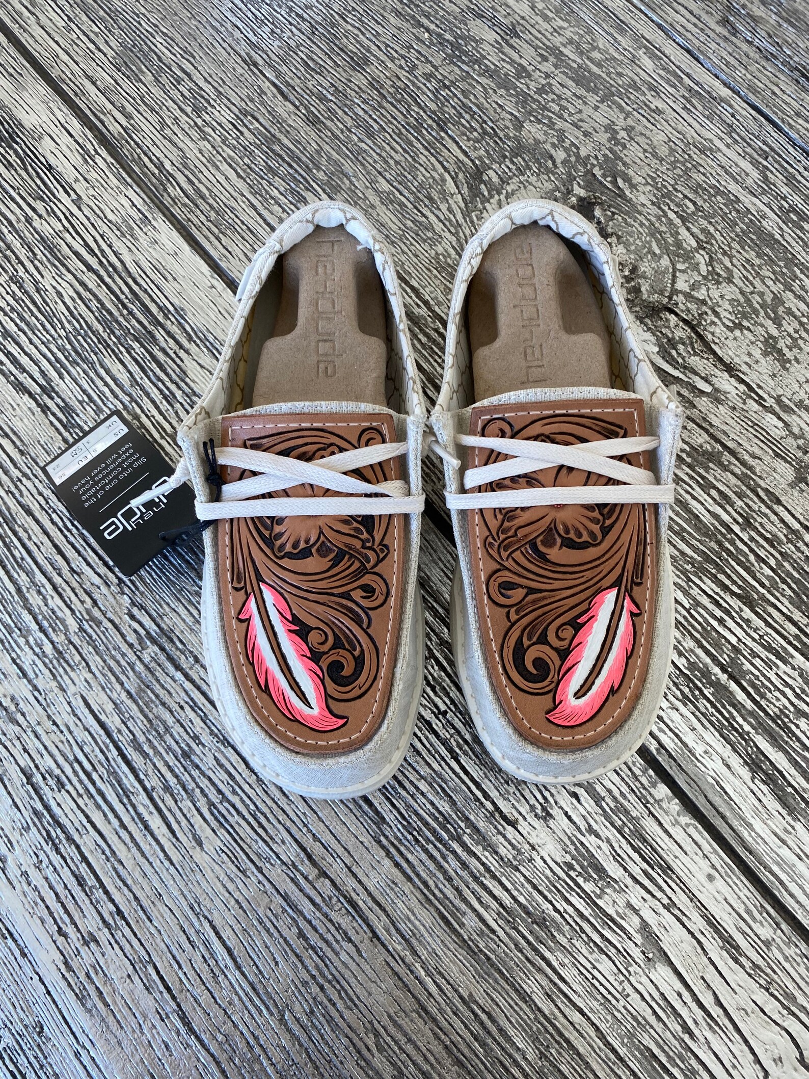 Tooled Leather Hey Dude Shoes Etsy