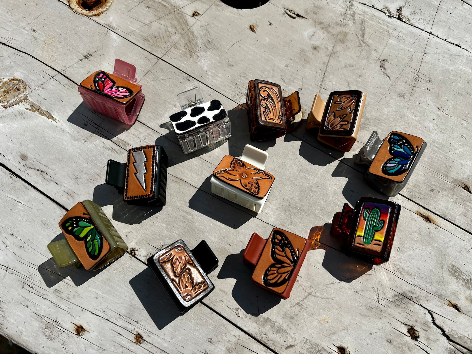 Leather Hair Claw Clips Etsy