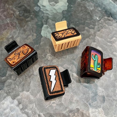 Mini Leather Claw Hair Clips Etsy