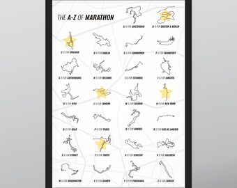 A-Z Marathon Running Poster: City Marathon Routes (Digital Download)