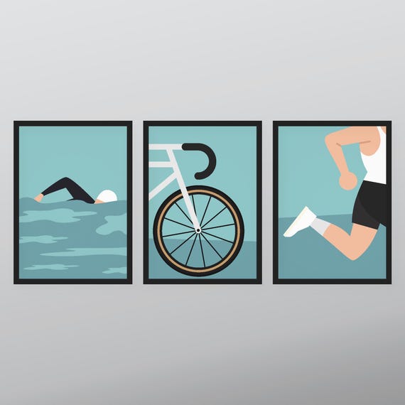 Cadeau personnalisé pour triathlète — cadeaux triathlon, art du triathlon,  décoration murale vélo, course de vélo de natation