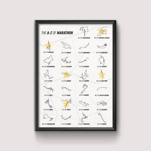 A-Z Marathon Running Poster — Running Print, Marathon Gift, Half Marathon Gift, Marathon Runner