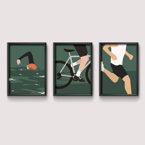 Personalized Triathlete Gift — Triathlon Gifts, Triathlon Art, Bike Wall Decor, Swim Bike Run