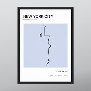 Gepersonaliseerde hardloopposter marathon New York: hardloopprint, marathoncadeau, cadeau halve marathon, marathonloper