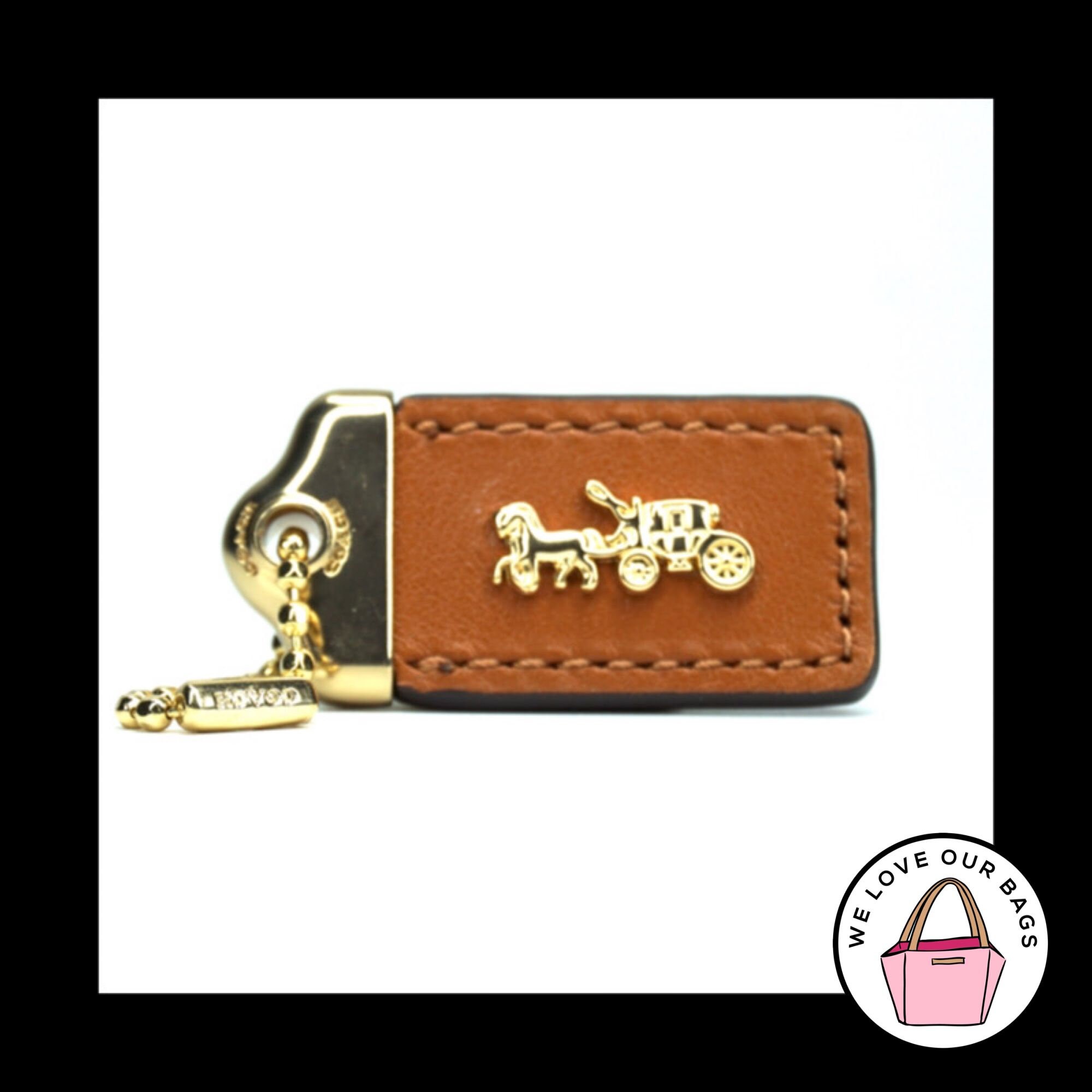 小物 COACH Horse&Carriage Hangtag Key Holder COACH 1941 HORSE CARRIAGE Saddle Brown Leather Fob Bag Charm