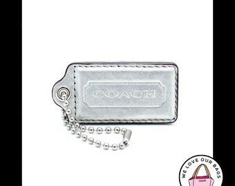 COACH Metal Silver Tone Horse Carriage Hang Tag Bag Charm Leather