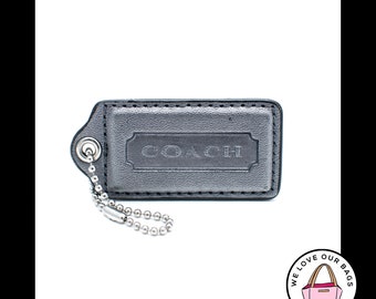 COACH Metal Silver Tone Horse Carriage Hang Tag Bag Charm Leather