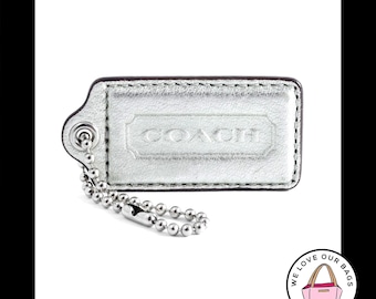 COACH Metal Silver Tone Horse Carriage Hang Tag Bag Charm Leather