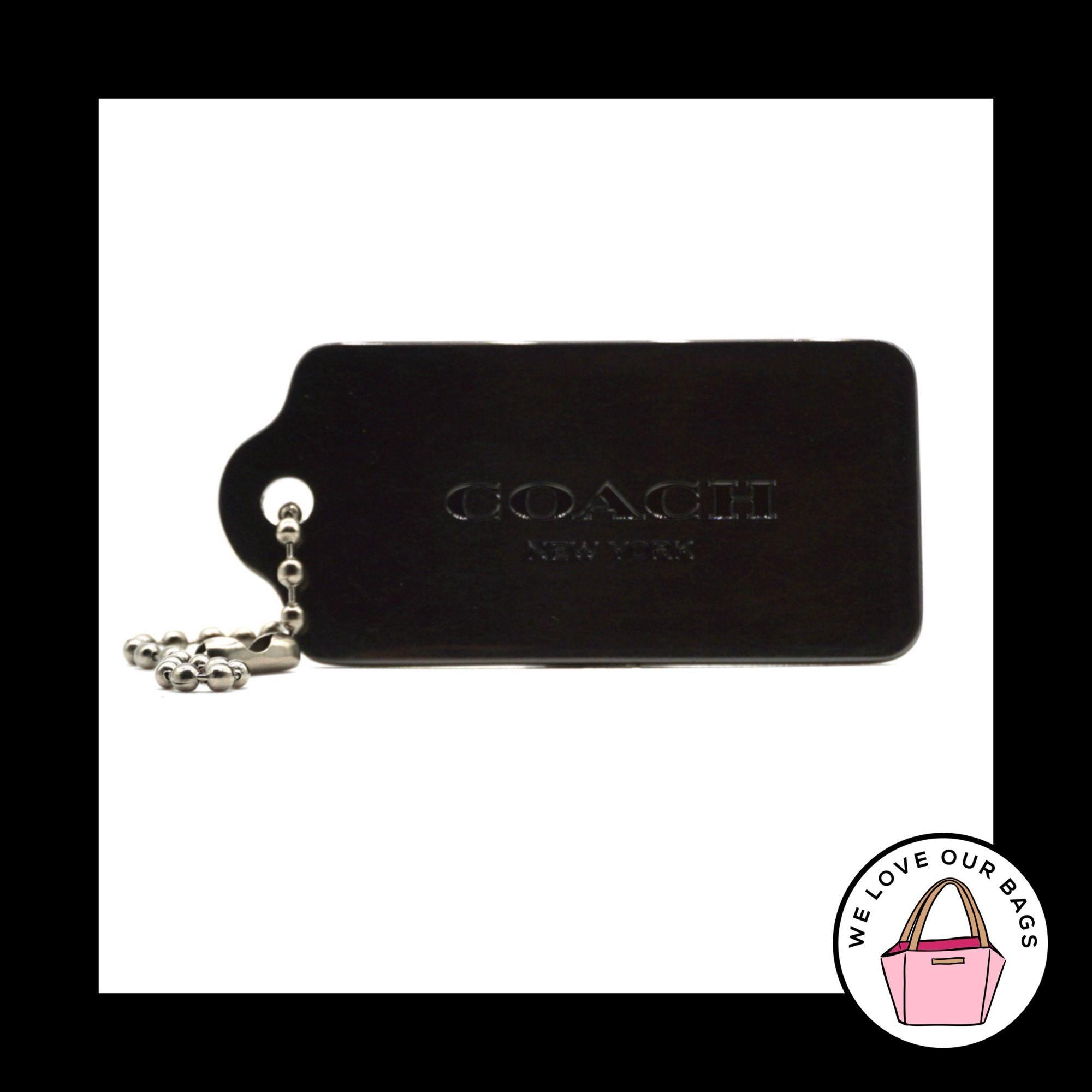New Large COACH NEW YORK Gunmetal Gray Metal Fob Bag Charm